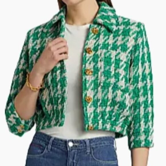 L'AGENCE Jackets & Blazers - L’AGENCE Jia Houndstooth Tweed Crop Jacket Gold Buttons Size 4